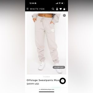 White fox offstage sweatpants Moon! Size L! NEW WITH TAGS STILL IN PACKAGE